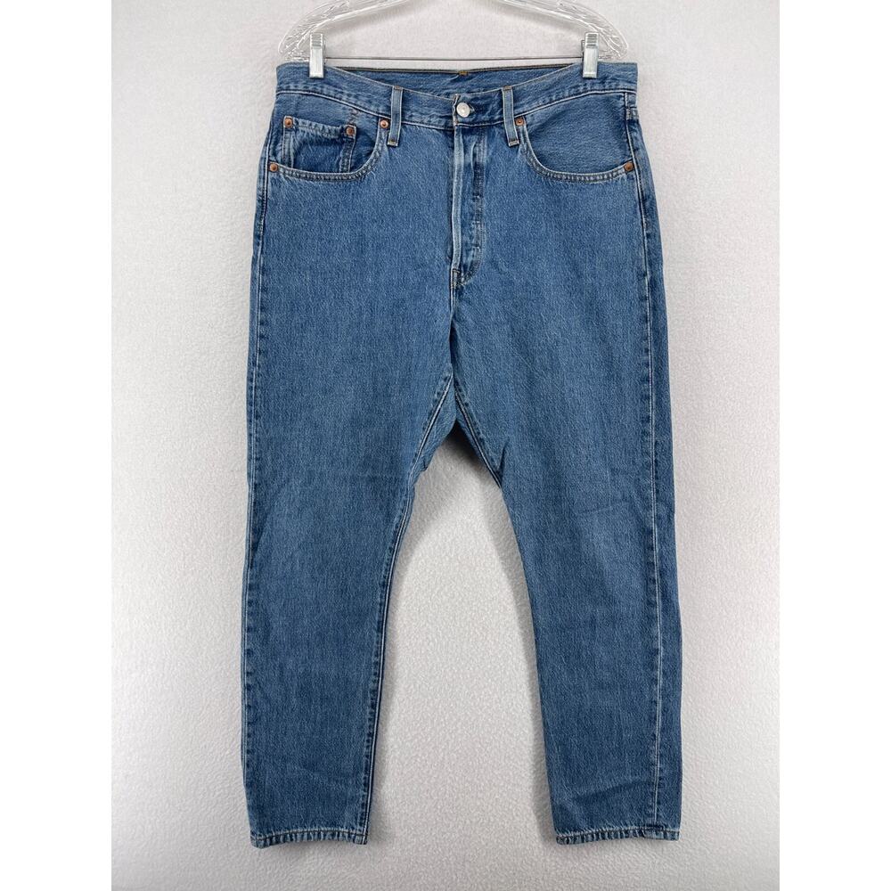 LEVIS Jeans Mens 32x28 501S Premium Big E Denim Button Fly Wash Cotton Blue